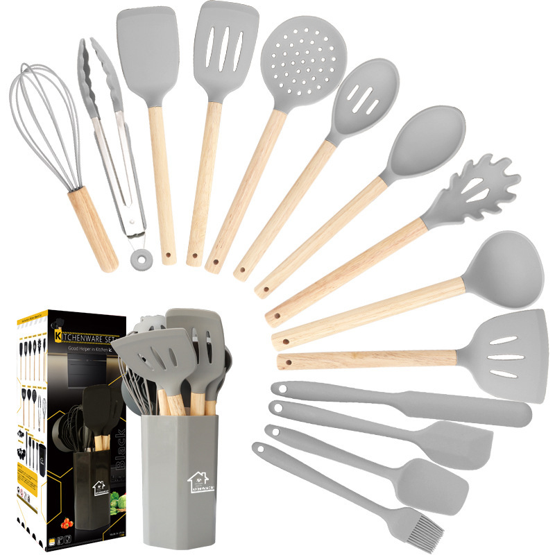 10 conjuntos de utensilios de cocina antiadherente de silicona de silicona de grado alimenticio para el hogar set de utensilios de cocina al por mayor