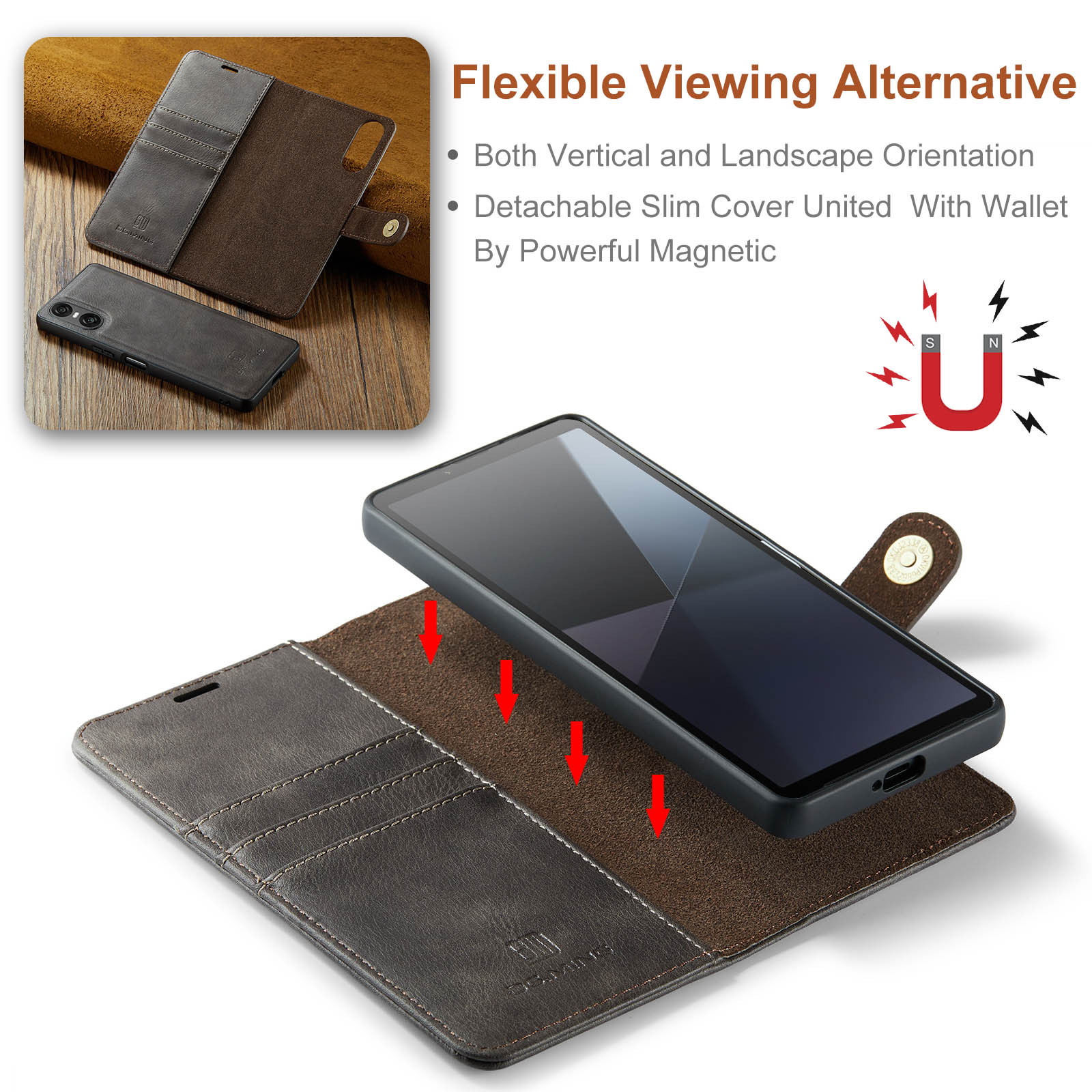 For Sony Xperia 10 VI Mobile Phone Case Xperia 1 VI 2-in -1 Split Leather Case 2024_voghion.com
