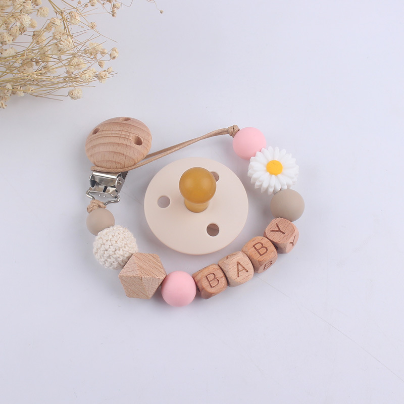 Nuevo bebé suministros de dibujos animados Margarita silicona mordedor chupete cadena calmante bebé chupete de silicona conjunto de dos piezas