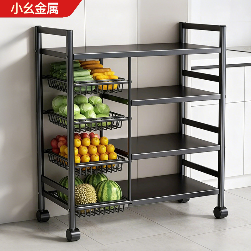 厨房锅具多层置物架可移动储物菜篮子落地蔬菜微波炉家用收纳架