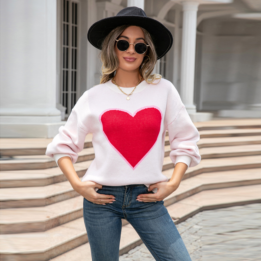 Suéter de Punto con Cuello Redondo y Corazón Grande para el Día de San Valentín, Novedad de Primavera 2025, Éxito de Ventas en Comercio Exterior, Talla Grande para Mujer image 4