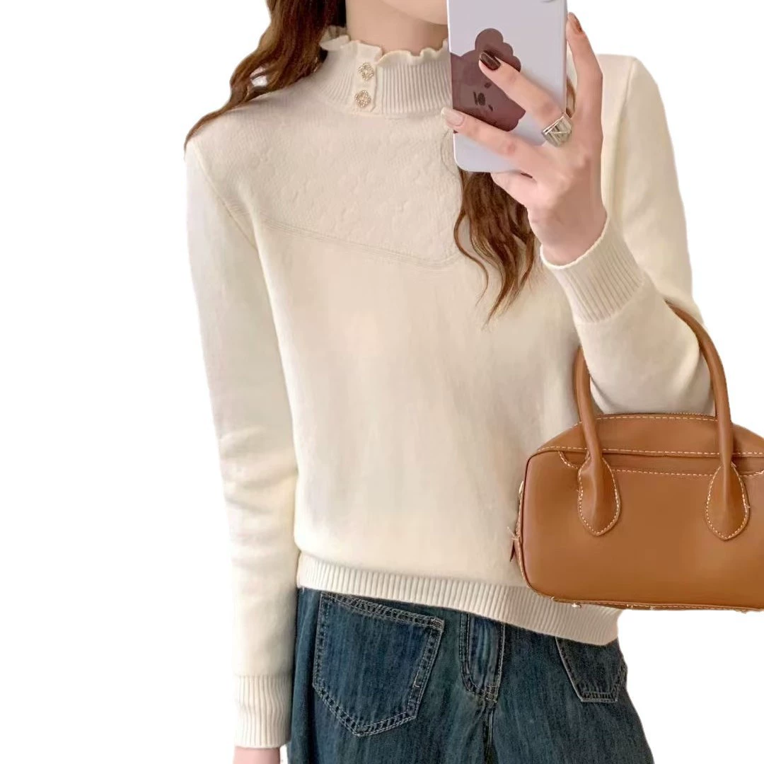 Velvet keep warm knitted sweater, slim fit