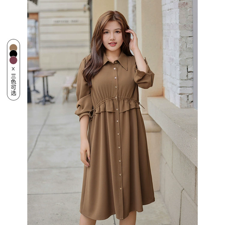 Тонкое шоу 2023 осень Новый Плюс Размер Женская одежда пухлая девушка нежный Темперамент Талия платье для похудения QI4609