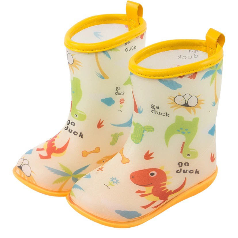 Детские резиновые сапоги для лета, легкие водонепроницаемые сапоги для мальчиков с принтом, износостойкие сапоги до середины икры для малышей, детская дождевая одежда для девочек.