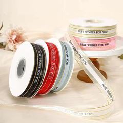 2.5cm gold edge English double-sided ribbon diy bow ribbon satin decorative gift flower packaging ribbon