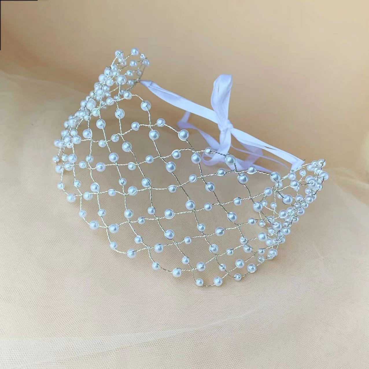 Fashion Solid Color Iron Pearl Hair Band