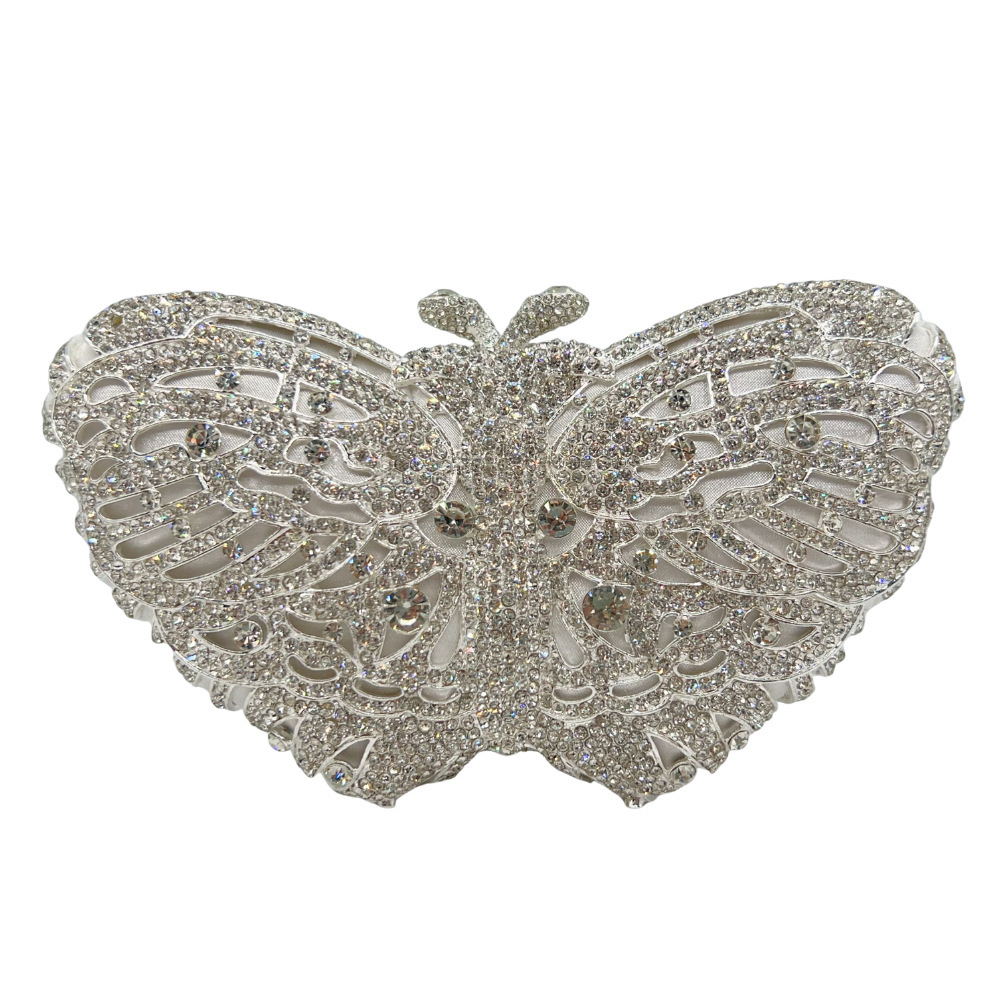 Butterfly purse, bolsa de diamantes de mariposa, vestido de fiesta, bolso de mano, bolsa de diamantes huecos