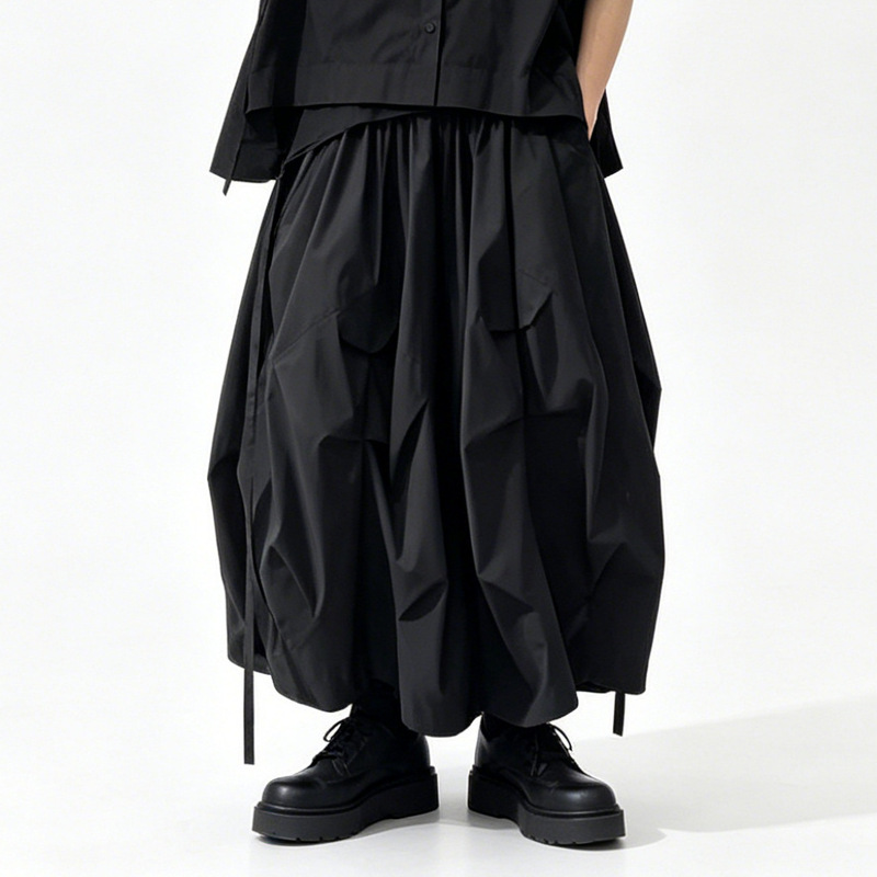A72 Japanese Dark Style Design Men's Wide-Leg Skirt Pants Loose High-Waisted Yohji Yamamoto Style Casual Cropped Pants Trendy A72 Japanese Dark Style Design Men's Wide-Leg Skirt Pants Loose High-Waisted Yohji Yamamoto Style Casual Cropped Pants Trendy