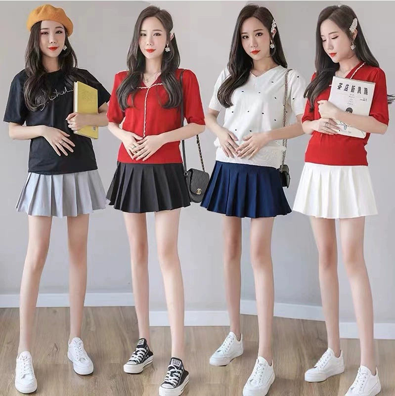 Короткая юбка для беременных летом сетка носить корейскую юбку с плиссированной юбкой A-sizer