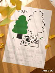 Chirpy Meow Original 2024 Year of the Dragon Hand-drawn Cat Illustration Poster Creative Home Decor Gift