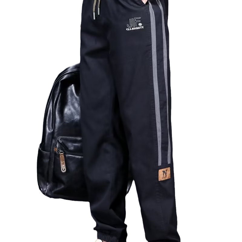 Pantalones casuales, pantalones vaqueros sueltos de talla grande para hombres, pantalones largos Harlan juveniles de todo fósforo a rayas, marca de moda perezosa