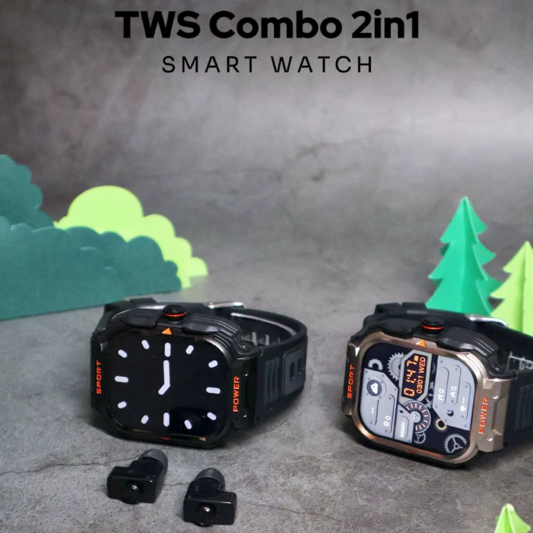 Headphones for adults protected from dust, water and shock, bracelet, sports men's watch, 2 in 1, bluetooth, tracks heartbeat