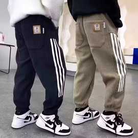 男童春秋儿童款裤子束休闲卫裤中大童秋冬男孩条纹束长裤男童裤子