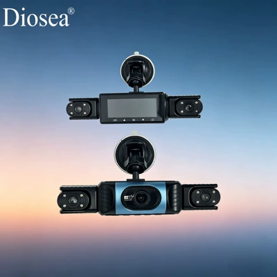 Ride-sharing vehicle three-camera dashcam with collision detection, loop recording, wide-angle night vision car recorder