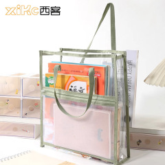 高品質 PVC 透明ドキュメントバッグ二層ポータブル収納袋シンプルな大容量高校入試バッグ卸売