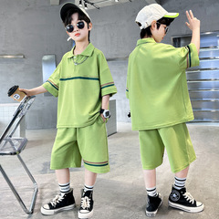 男童夏裝套裝2024夏季新款兒童短袖T恤薄款中大童休閒運動短褲潮