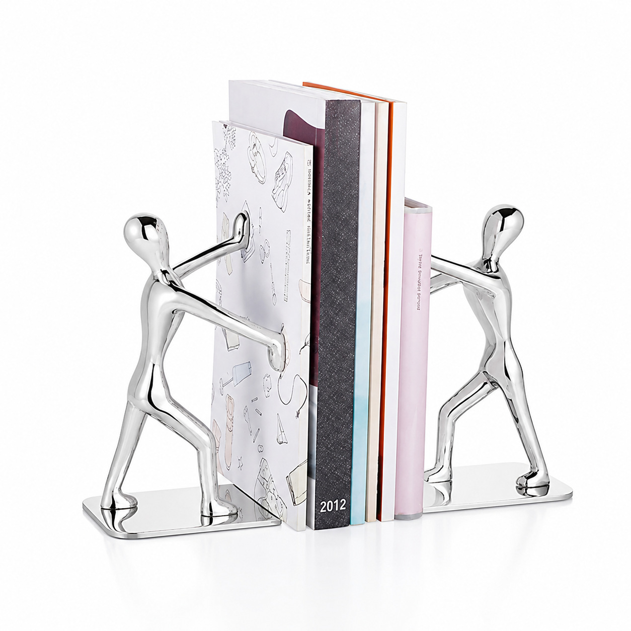 Libro de Metal soporte de libro titular de libro en forma humana titular de libro de acero inoxidable de escritorio de mano empuje adornos de decoración creativa image 8