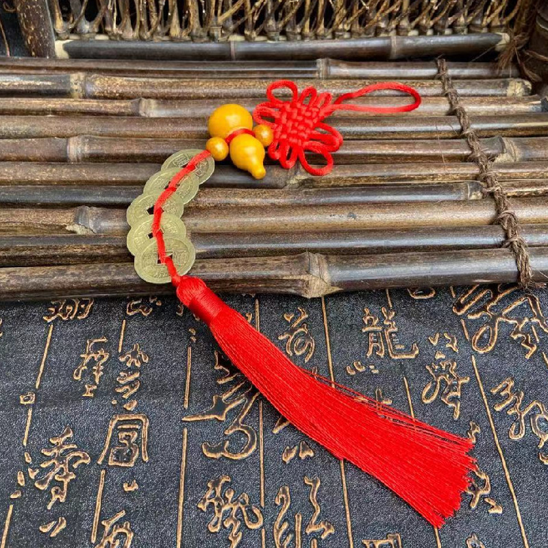 Peach gourd alloy five Emperor money pendant factory direct supply antique coin Chinese style car hanging home feng shui pendant