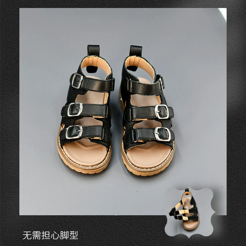 Sandals for leisure, summer beach footwear, breathable children's shoes, genuine leather, soft sole