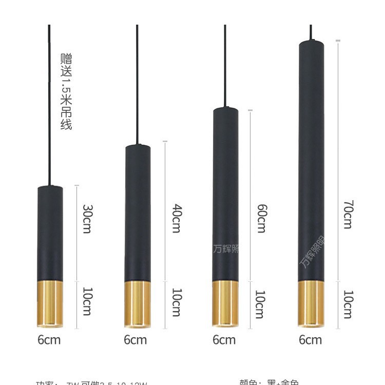 Candelina de tubo largo cilíndrico pequeño candelabro línea de araña personalidad creativa barra de bar recepción comedor sala de estar downlight dorado
