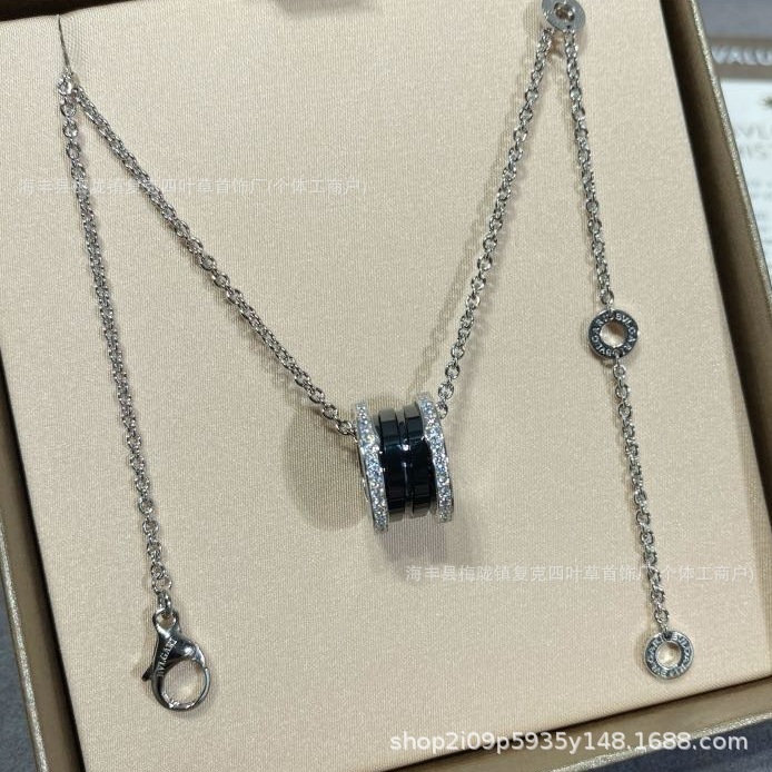 宝格弹簧项链小红人同款陶瓷边钻大小蛮腰V金CNC精工925银厚镀18K|undefined