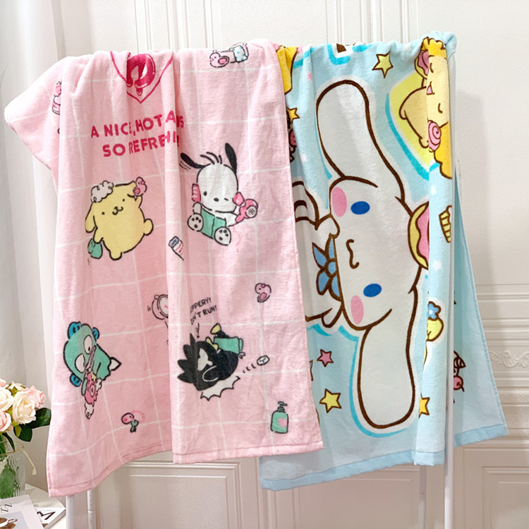Kuromi Cinnamon Dog Cartoon Bath Towel Absorbent Microfiber Bath Towel Children's Bath Towel Beach Large Towel Wrap Kuromi Cinnamon Dog Cartoon Bath Towel Absorbent Microfiber Bath Towel Children's Bath Towel Beach Large Towel Wrap