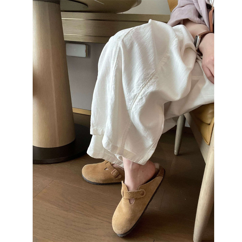 Quần culottes nữ ống rộng eo cao dáng suông mùa hè phong cách Hàn Quốc — màu trắng chi tiết 4