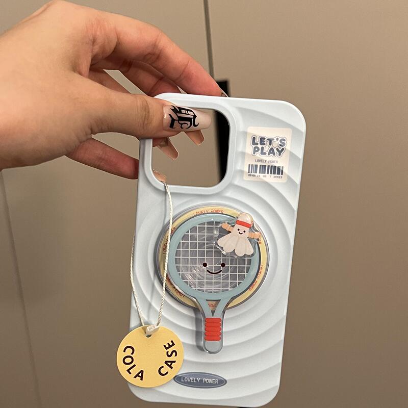 Badminton table tennis wave shell for Apple 15promax mobile phone case iPhone16 magnetic 13 bracket 14