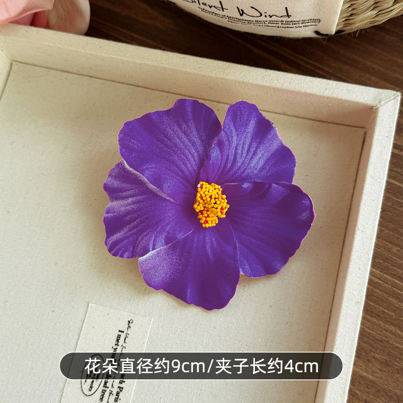氛围感海边度假风仿真扶桑花发夹女波西米亚鸡蛋花朵发饰侧边头饰|undefined