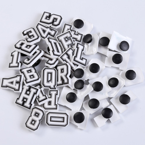 PVC black and white gray letter shoe flower shoe buckle number hole shoe DIY accessory hole shoe decoration accessories