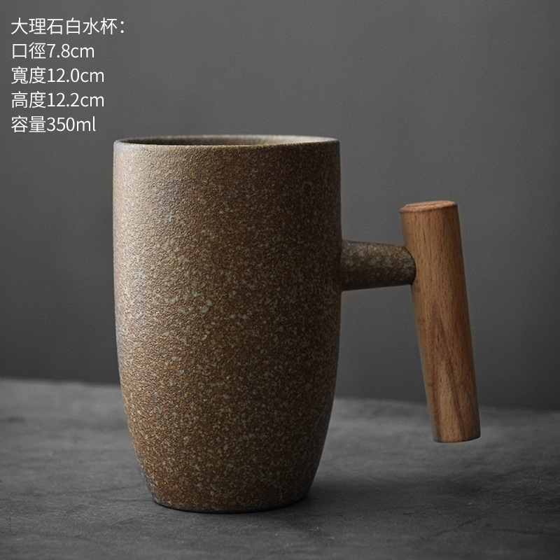 ENCAN oro esmalte gres Japonés taza personalidad simple de cerámica té mango madera creativa café Taza agua