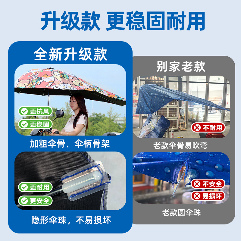 New Electric Vehicle Rain Umbrella Canopy Rainproof Waterproof Reinforced Battery Vehicle Takeout Umbrella Special 158/168