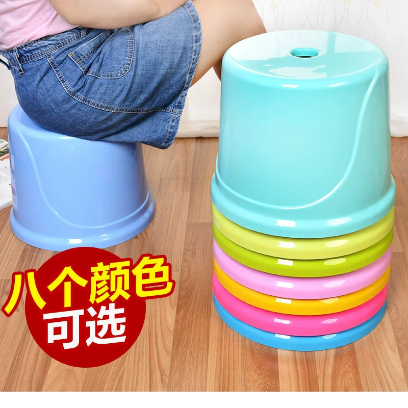 Большой пластиковый круглый табурет для дома, утолщенный, для использования в быту, детский табурет для переобувания, низкий табурет для ванной, дизайн в скандинавском стиле.