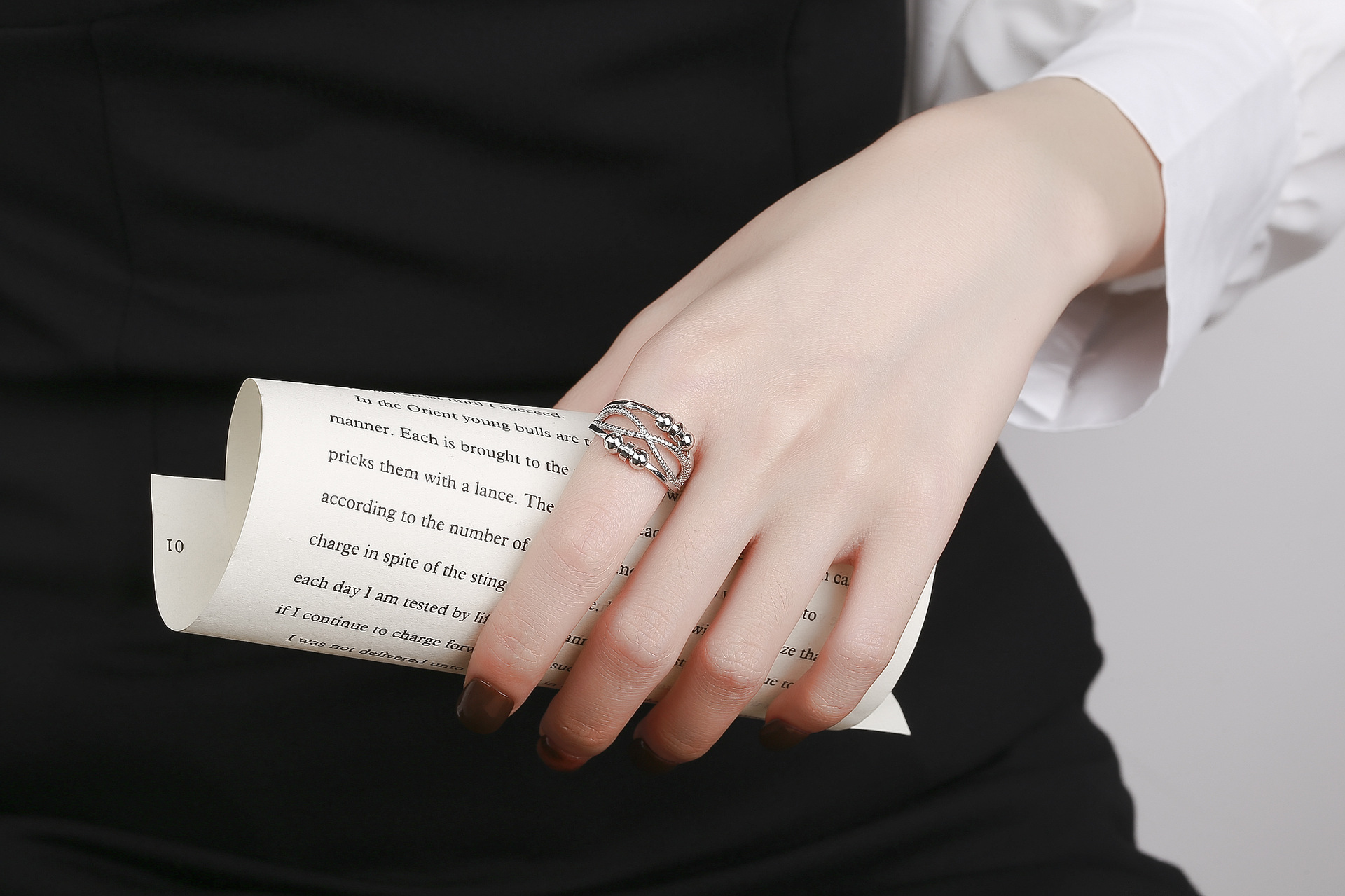 Simple Style Solid Color Copper Beaded Layered Plating Open Ring 1 Piece