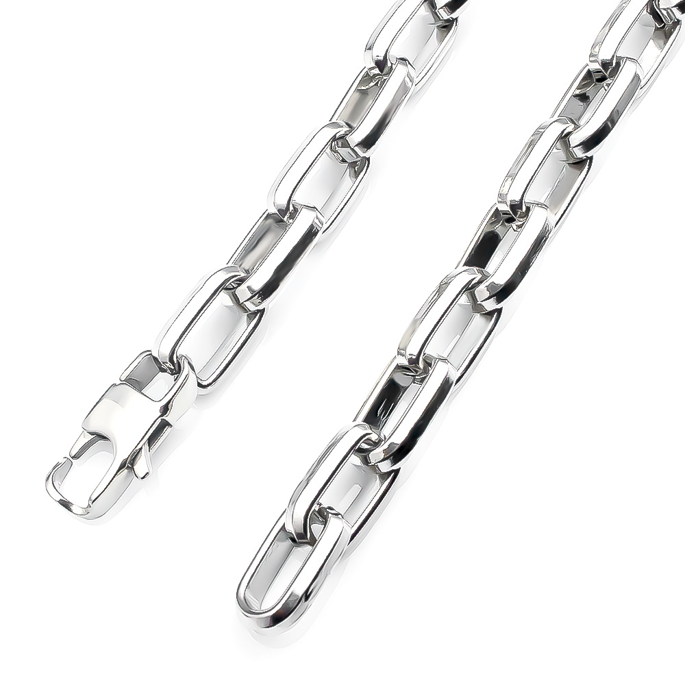 Hammered Cross Octagonal Cuban Link Chain Bracelet For Men_voghion.com