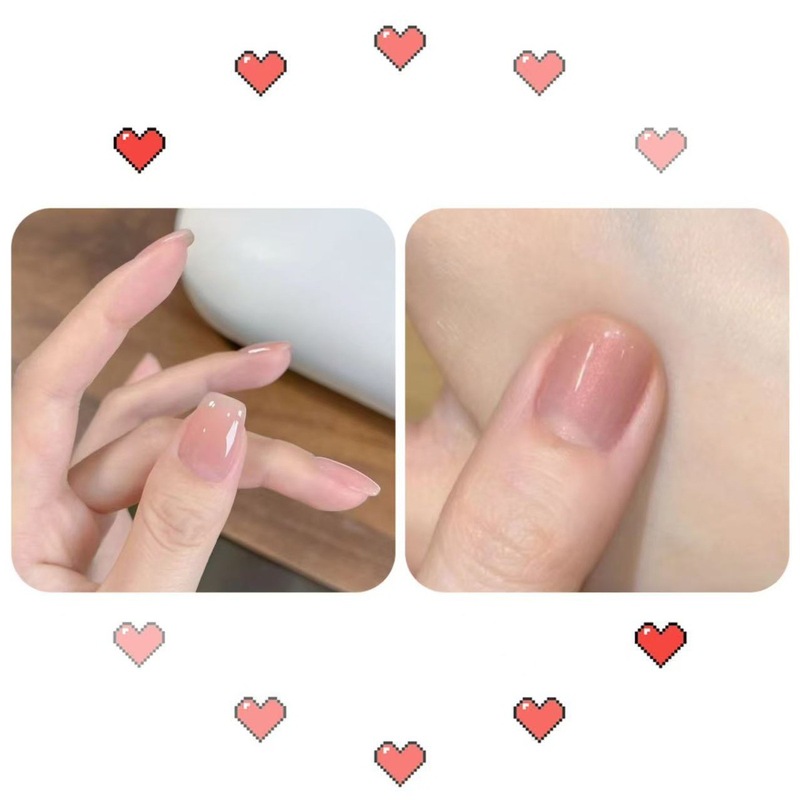 可撕拉无异味裸色指甲油免烤可剥水性快干细闪冰透显白学生美甲|undefined