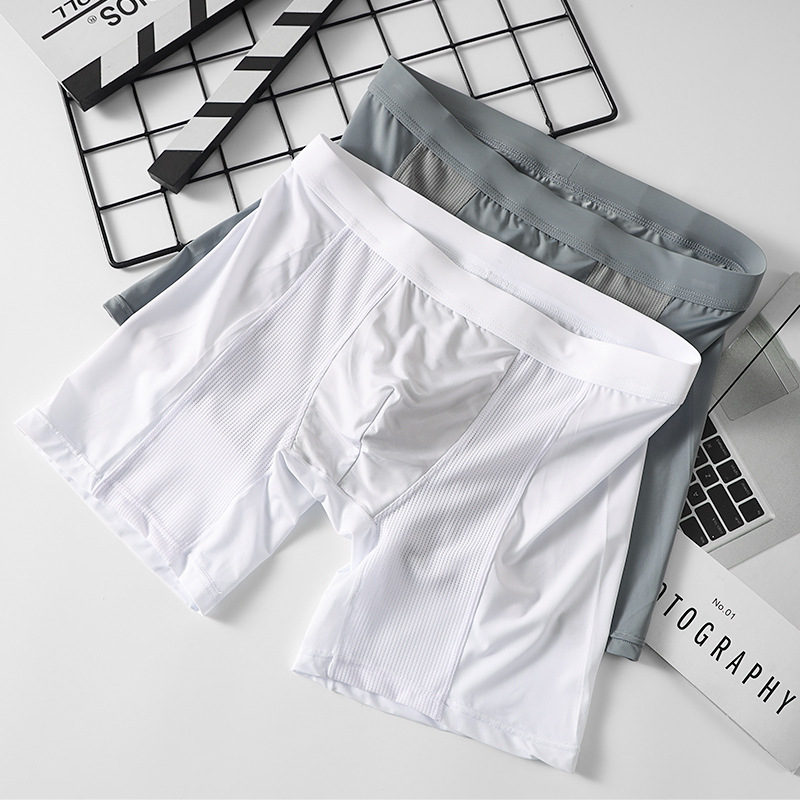 Ice Silk Quick-Drying Anti-Friction Leg Extension Underwear Men's Sports Running Men's Boxer Briefs Sexy Men's Underwear Breathable