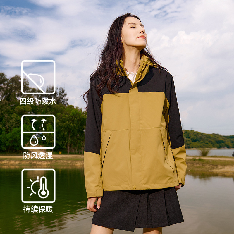 Outdoor Three-In-One Jacket for Men, Trendyy Cold-Proof Clothing for Women, Two-Piece Ski Suit, Windproof and Waterproof, Customized Logo