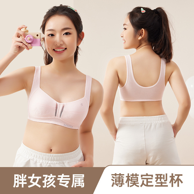 Fat Girl High School Underwear Female Junior High School Student Big Girl Puberty Two or Three Stages of Development Girls' Bra