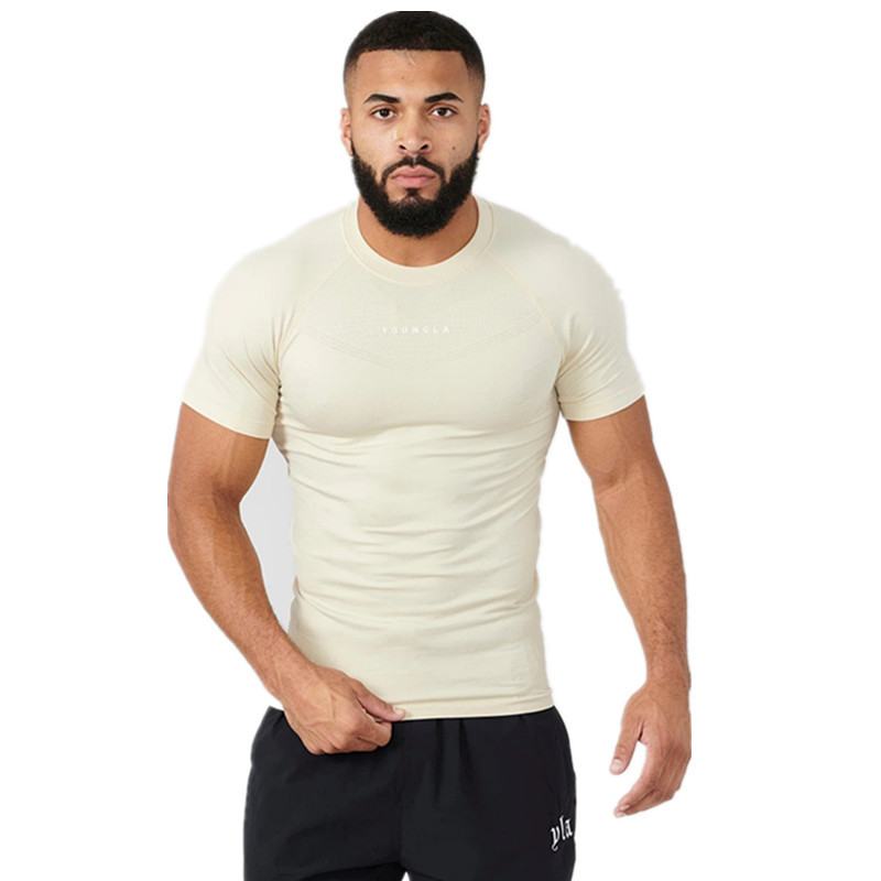YOUNGAL 新しいフィットネス服スポーツ Tシャツ筋肉タイツメンズ高弾性トレーニング服半袖フィットネス服男性|undefined