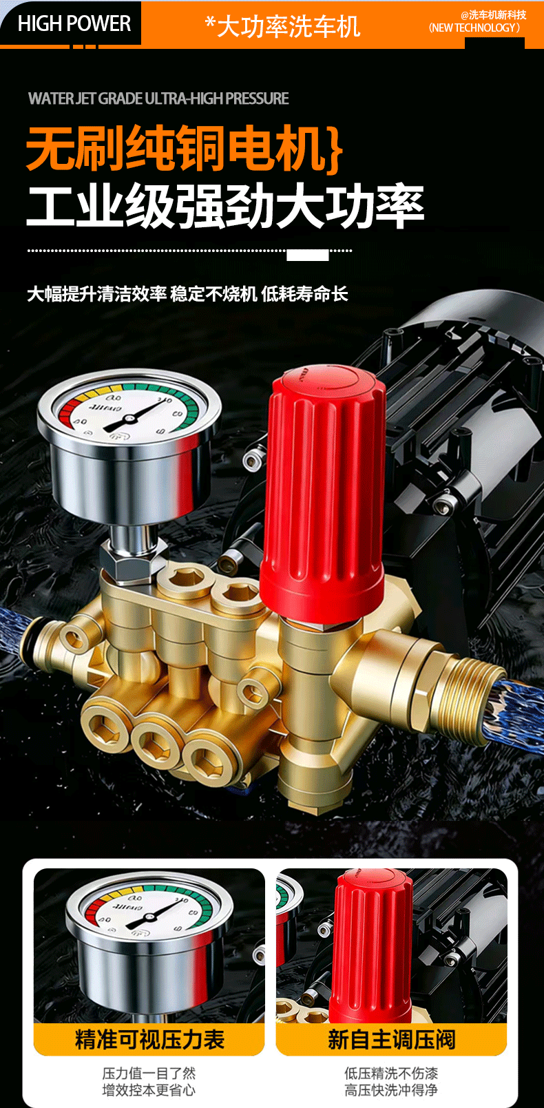 Factory Direct Sales 220V Portable Car Wash Water Gun Household High-Pressure Cleaning Machine Portable High-Power Powerful Car Wash Machine