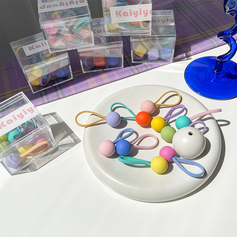 10 piezas de color caramelo cuerda de pelo simple cuerda de pelo hembra Cola de Caballo anillo de pelo