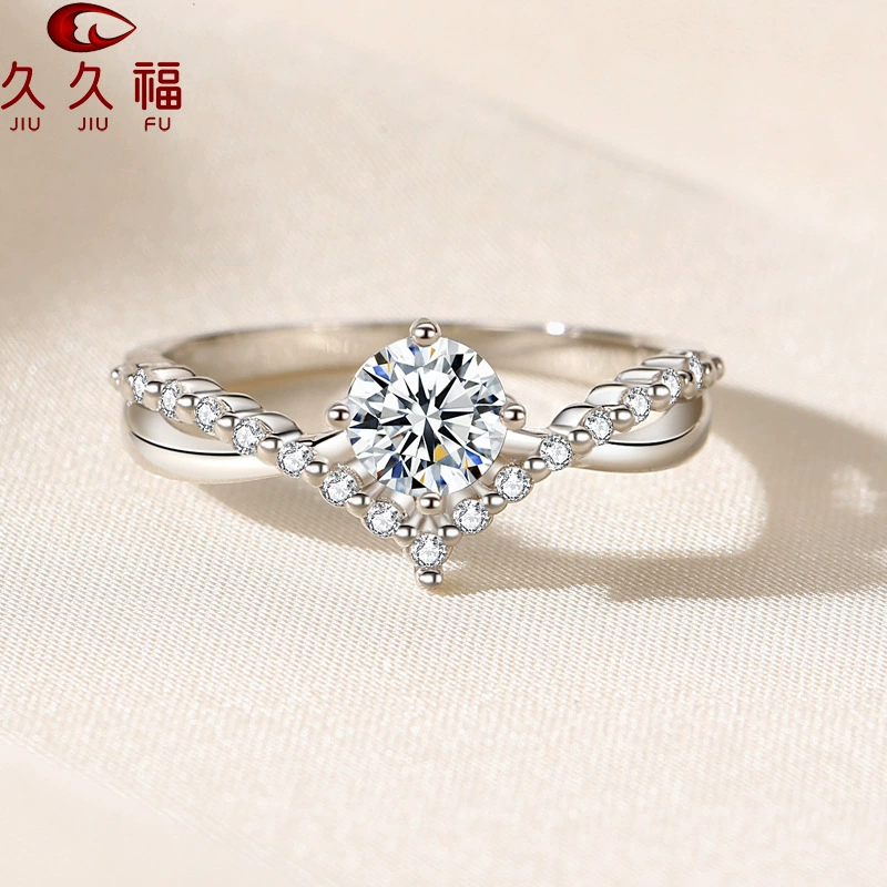 Fashionable ring with stone, wedding ring, silver 925 sample, Korean style