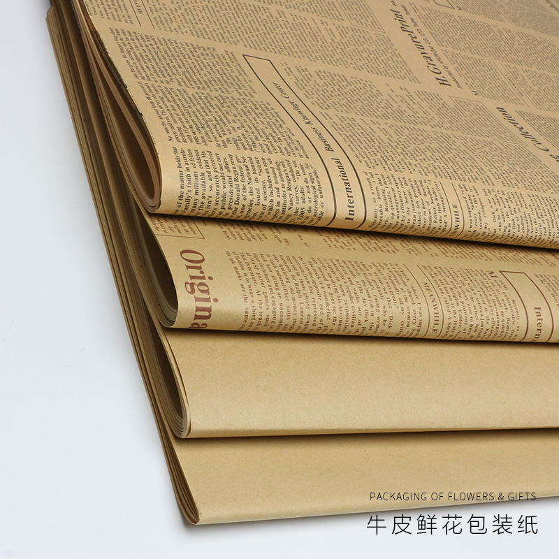 Periódico inglés tienda de flores vintage papel Kraft papel de regalo periódico floral hecho a mano material de bricolaje papel de regalo