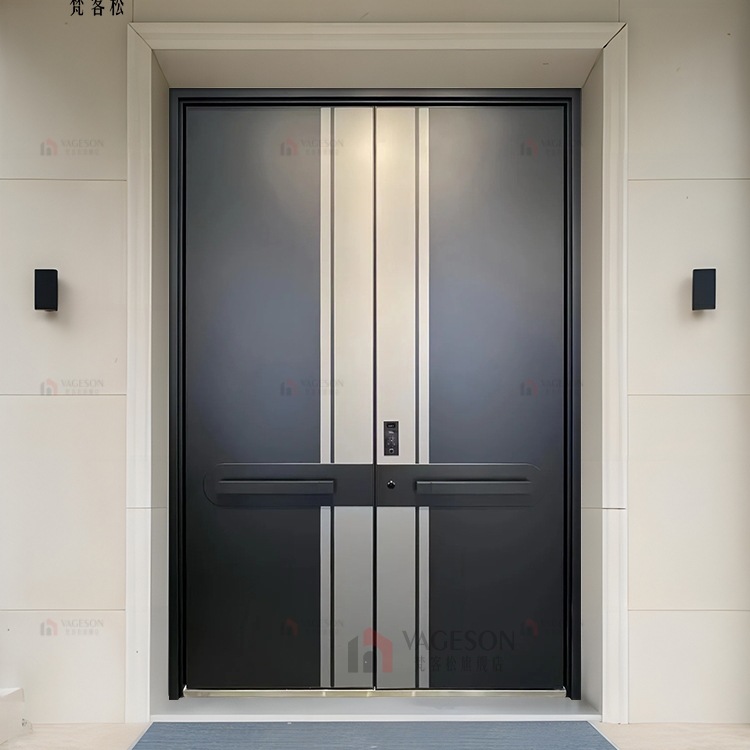 入户铸铝别墅大门双开门农村自建房进户子母对开断桥防盗庭院定