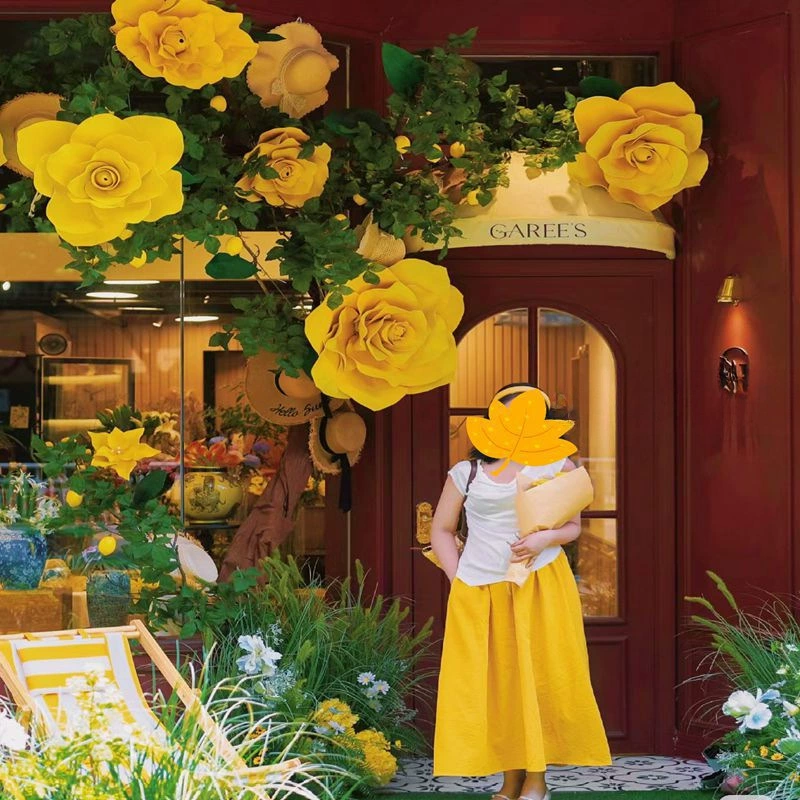 Большие свадебные цветы из бумаги ручной работы, свадебный фон, реквизит для витрин магазинов, оформление торговых центров и мероприятий