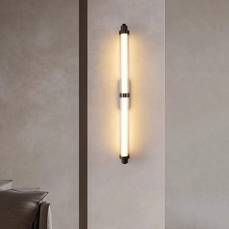 lámpara de pared corredor fondo cabecera de la cama villa minimalista luz diseñador de sala de estar lámpara de pared larga moderna posmoderna fondo pared larga