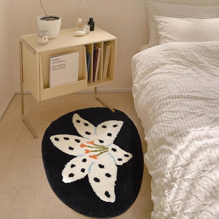 Flower Bedroom Bedside Blanket Bathroom Floor Mat Household Bathroom Absorbent Floor Mat Easy Care Mat Imitation Cashmere Foot Mat