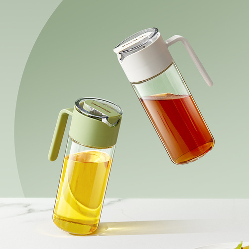 Glass oil pot leak-proof oil tank does not hang oil automatic opening and closing kitchen household soy sauce vinegar seasoning bottle large capacity