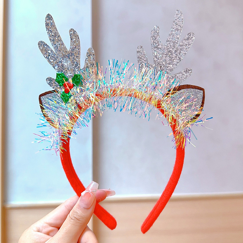 女性用クリスマスヘッドバンド、クリスマスアントラーヘアピン、ヘッドバンド、ホリデーデコレーションギフト、大きなリボンヘッドバンド、ヘアアクセサリー、ヘッドバンド|undefined